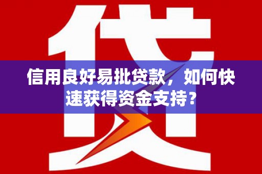 赫山信用良好易批贷款，如何快速获得资金支持？