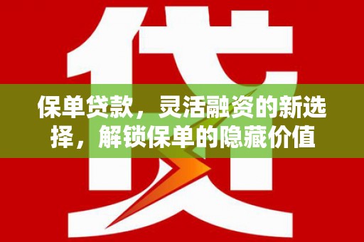 赫山保单贷款，灵活融资的新选择，解锁保单的隐藏价值