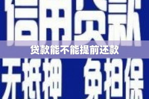 赫山贷款能不能提前还款