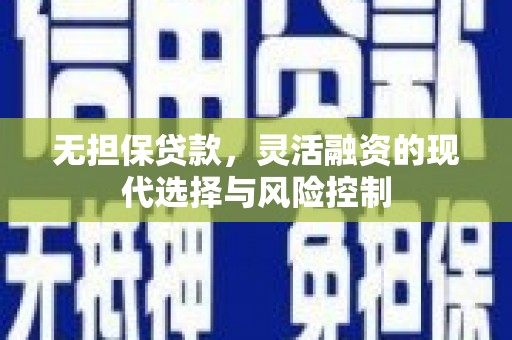 赫山无担保贷款，灵活融资的现代选择与风险控制