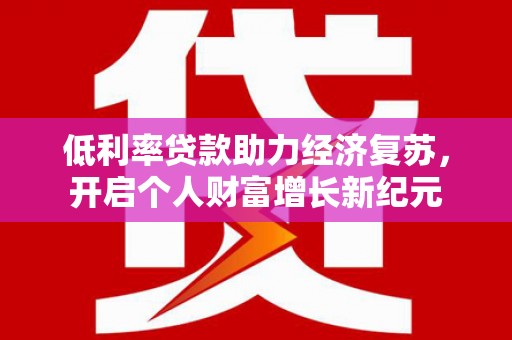 赫山低利率贷款助力经济复苏，开启个人财富增长新纪元
